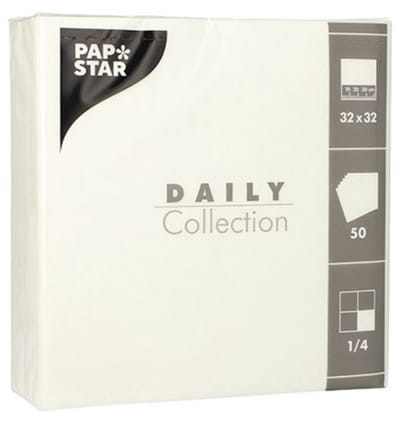 PAPSTAR lunchservetten, 320 x 320 mm, 3-laags, wit, 50 stuks