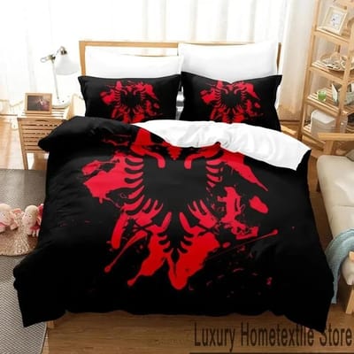 3D Print Republiek Albanië Beddengoedset Dekbedovertrek Bedset Dekbedovertrek Kussensloop Dekbed King Queen Size Jongens Volwassen Beddengoed AU Queen 210x210cm