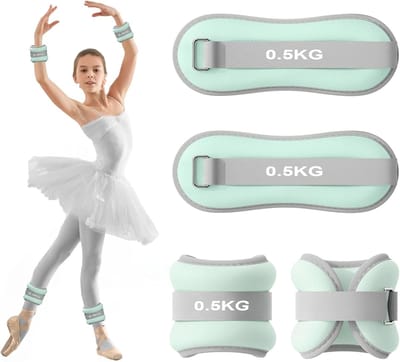 2 Pack Gewichten voor Enkels en Polsen, Ideaal voor Pilates, Yoga, Hardlopen en Aerobics (Blauw, 0.5kg)