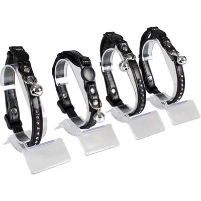 Duvo+ Kattenhalsband Leder & Diamanten 20-30CM / 10MM