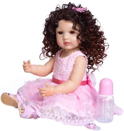 Babypop Zacht Siliconen - Realistische Pop Peuter - Rollenspel Koesteren - Volledig Siliconen Vinyl Lichaam - 55 cm 22 Inch