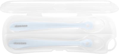 Kikkaboo Lepel Met Doosje Siliconen Blauw 2 Stuks