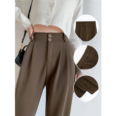 Casual broek met wijde pijpen voor de zomer Nieuwe hoge taille Drapé Rechte broek voor peervormig lichaam Slankmakende pakbroek 5XL gray