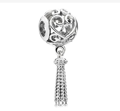 Fler® | Bedel | Past op populaire bedel armbanden | armbandbedel | Hartjesbedel opengewerkt | Hart | Longchain ketting | Kwast | Liefde | HangBedel Charm | 925 Sterling Zilver | Cadeau |