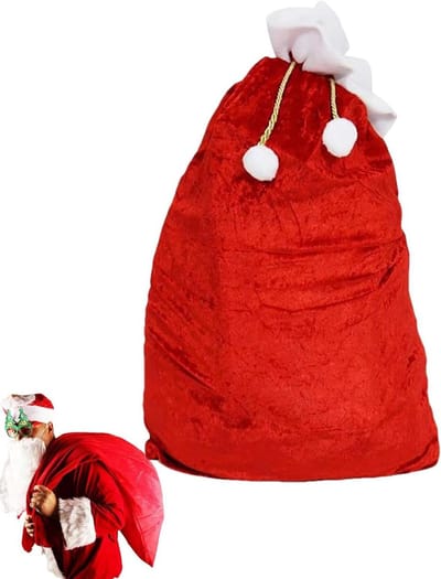 Kerst Cadeautas - Snoepzakjes - Cadeaus Inpakken - Met Trekkoord - 70 x 50 cm - Rood