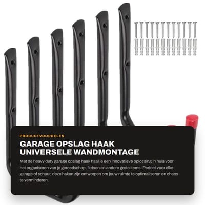 Dailygoods- Opberghaak Heavy Duty - Opberghaken Garage - Multi-purpose Hangers - Hoogwaardige Staal - 25 lbs Capaciteit - Eenvoudige Installatie
