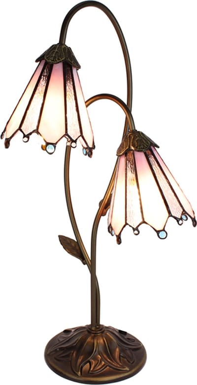 Lumilamp Tiffany Tafellamp 61 cm Bruin Roze Polyresin