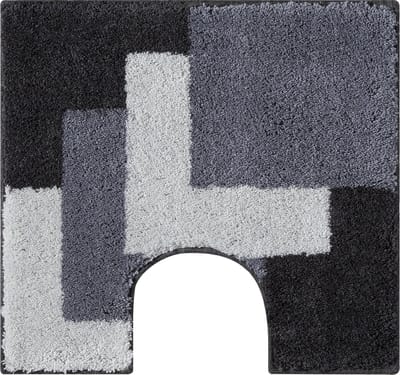 Casilin Toiletmat Vierkant - 60 x 60cm Graduale - Met Uitsparing - Antislip WC Mat - Waterabsorberende Badmat - Wasbaar en Sneldrogend - Zachte microvezel - Grijs, Zwart