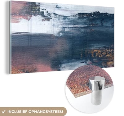 MuchoWow® Glasschilderij 40x20 cm - Schilderij acrylglas - Abstract - Verf - Design - Foto op glas - Schilderijen