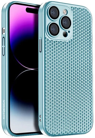 Cityhoesje - iPhone 15 Pro Max - Kstdesign Icenets - Series Backcover, Heat Dissipation Hard - Licht Blauw
