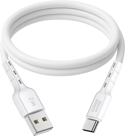 Usb kabel naar usb C - Usb A naar usb C - Oplaadkabel - Geschikt voor Samsung, tablet, ereader, telefoon - Oplader - 2 meter - Lang - Wit