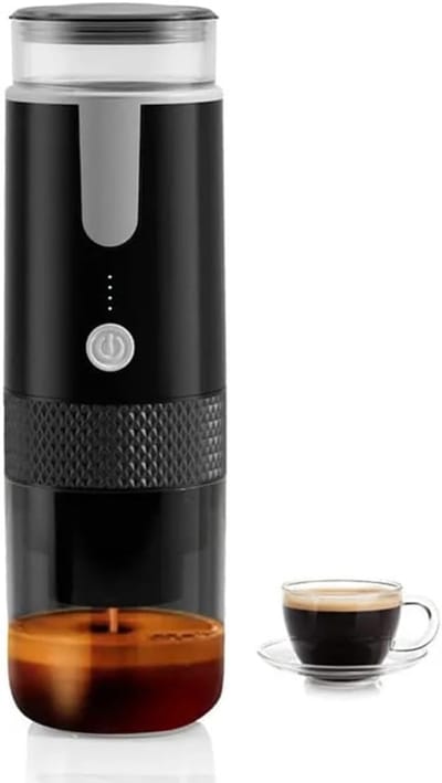 KZQ Draagbare elektrische espressomachine – Een handige, draagbare koffiemachine die werkt op batterijen of via een USB-C-poort – geschikt voor zowel koffiecapsules als gemalen koffie – perfect voor kamperen, op kantoor en op reis.