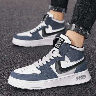Crlaydk Lente Nieuwe Hoge Sneakers Wandelen Sport Tennis Ademende Schoenen Vetersluiting Comfortabel Schoeisel Enkel Basket Homme 44 gray