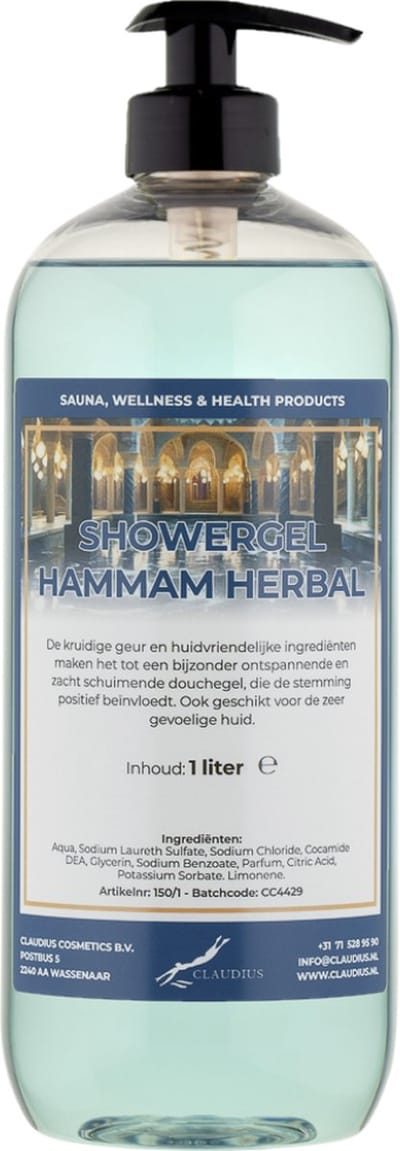 Douchegel Hammam Herbal 1 liter - met gratis pomp - showergel