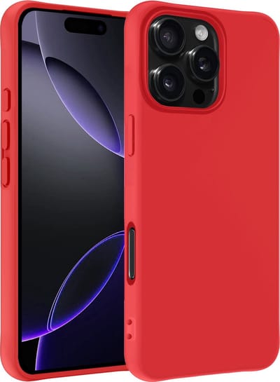 Hoesje - Geschikt voor Apple iPhone 16 Pro - Sterk & Shockproof - Siliconen Case - Hoes Cover - Telefoonhoes - Rood