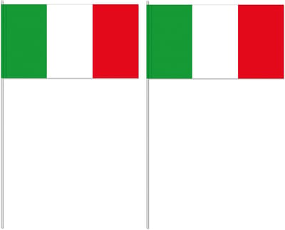 Zwaaivlaggetjes Italie vlag - 50x - 12 x 24 cm - papier/plastic - handvlaggetje - landenvlag - vlaggen - landen versiering
