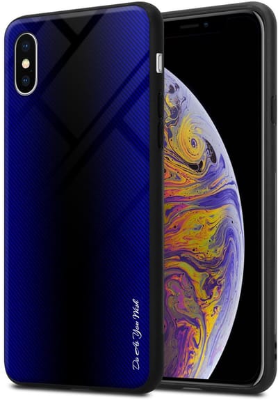 Cadorabo Hoesje geschikt voor Apple iPhone XS MAX in KOBALT PAARS - Beschermhoes gemaakt van TPU silicone Case Cover en achterkant van gehard glas