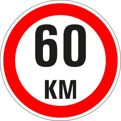 Maximaal 60 km sticker, A1 50 mm - 10 stuks per kaart
