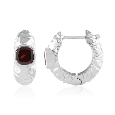 Cavill - Zilveren Oorbellen met 2,067 ct Mozambique Granaat - 925 Sterling Zilver - Geplatineerd - Antieke Cushion Cut - Tijdloze Elegante Sieraden