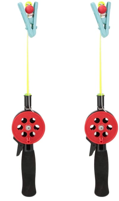 Dailygoods- Krab Hengel Mini 2 Stuks - Draagbare Hengel/Haspel Combo - Geschikt voor Kinderen - IJsvisserij - Hoogwaardig ABS Materiaal - 4,5 m Nylon Lijn - Vishengel