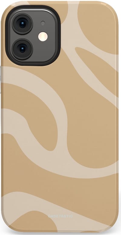 Casetastic hoesje geschikt voor Apple iPhone 12 Mini - Dubbellaagse bescherming - Aesthetic Beige Wave Clean Girl - Fashion Case - Beige