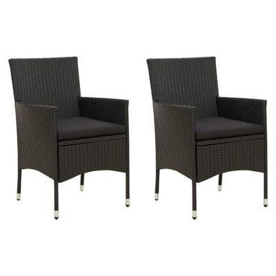 vidaXL - Tuinstoelen - 2 - st - met - kussens - poly - rattan - zwart