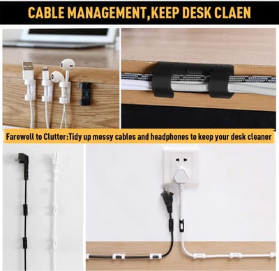 Famanu – Kabelclips met sterke zelfklevende - kabelmanagement tv pc draadhouder - kleverig netjes en organiseer snoeren en draden - 40 stuks (transparent)