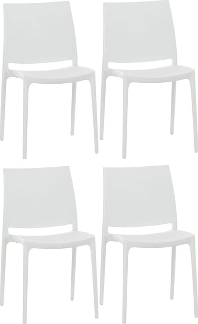 CLP Maya Set van 4 stoelen - Weerbestendige stapelstoelen - een draagvermogen tot 130 kg - wit
