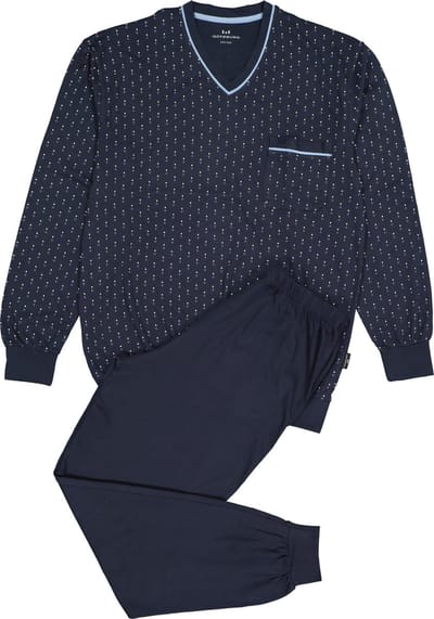 Gotzburg heren pyjama - blauw met lichtblauw en wit dessin
