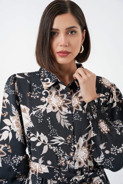 Maxi Hemdjurk met Paisleyprint en Ceintuur