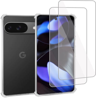 Geschikt voor Google Pixel 9 / 9 Pro - Hoesje + 2x Screenprotector – Gehard Glas Cover + Shock Proof Case – Transparant