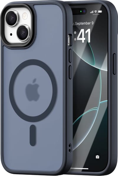 iDenn hoesje voor iPhone 13 Mat Transparant Donker Blauw geschikt voor MagSafe