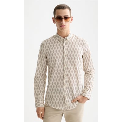 Scotch & Soda Micro Aop Slim-fit Shirt Pixel Diamond Eggnog Aop Taglia: XL | Camicie Business Outlet | Uomo