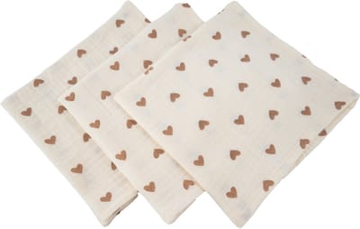Honeybears hydrofiele doeken – 3 stuks - Inbakerdoek hydrofiel baby – Hydrofiele luierdoek - Hartjes – 60 X 60 CM