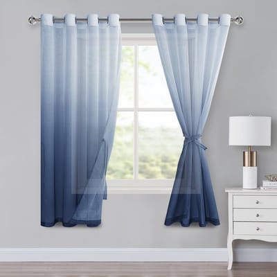 Dailygoods- Voile Gordijnen - Set van 2 - Kleurverloop - Semi-sheer - H 175 x B 140 cm - Hoogwaardig Polyesterweefsel - Ademend