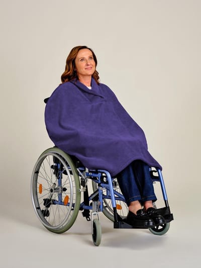 Rolstoelcape fleece - Winter poncho fleece - Dames poncho - Aangepaste Rolstoel Cape - Paars