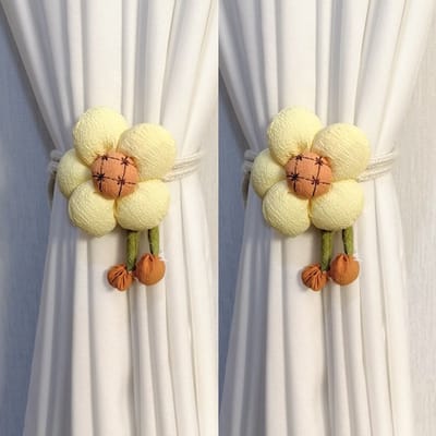 2-pack gordijn strikken met bloemenmotief, handgebreide gordijnhouders voor kantoor- en woondecoratie
