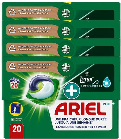 Ariel Pods+ Touch of Lenor Unstoppables – 20 Wasbeurten × 4 – Wasmiddel Capsules
