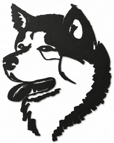 Houten wanddecoratie - Wooden wall decoration | Akita inu 55 x 70cm Shiba | Zwart - Black | Muurdecoratie - Wall art - Design Wandfiguur - Echt Hout - Real Wood - Honden - Dogs - Dieren