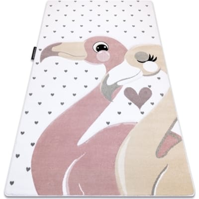 Kleden Rugsx Tapijt PETIT FLAMINGOS Flamingo's HARTJES crème 80x150 cm