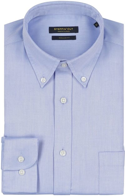 Steppin' Out Overhemd Regular-fit Dobby Lichtblauw Regular-fit - Casual Shirt