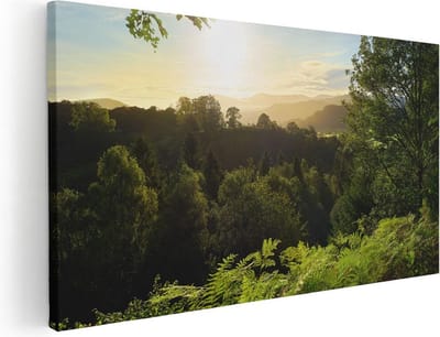 Artaza Canvas Schilderij Landschap - 40x20 cm - Klein - Wanddecoratie Bos - Muurdecoratie Natuur - Canvas Schilderijen Woonkamer