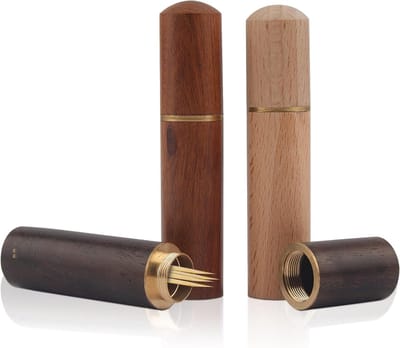 Set van 3 Houten Tandenstokerhouders, Compacte Houten Pouch voor Tandenstokers, Ideaal voor Reizen en Opbergen van Kleine Voorwerpen