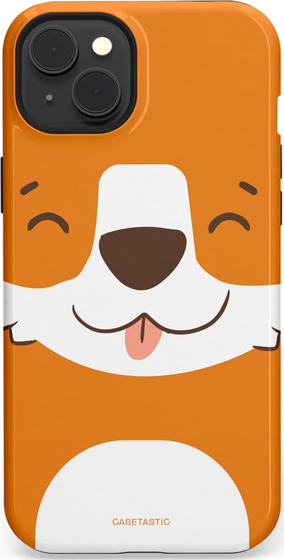 Casetastic hoesje geschikt voor Apple iPhone 15 Plus - MagSafe - Dubbellaagse bescherming - Knuffelkopjes vos - Fashion Case - Oranje Wit