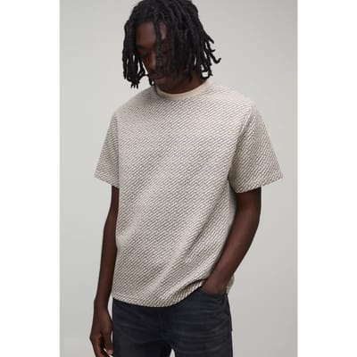 Regular Fit Jacquard T-shirt | Stone | Size XS