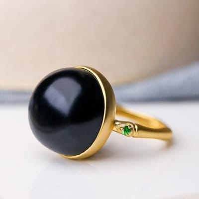 Natuurlijke Hetian Zwarte Jade Ronde Kraal Opening Verstelbare Ring Chinese Retro Elegante Bamboe Bedel Dames Sieraden resizable black
