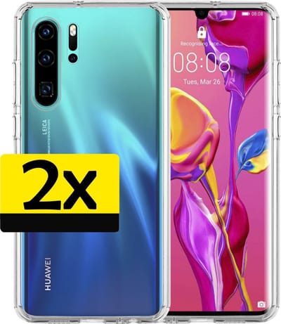 Hoesje - 2 Stuks - Geschikt voor Huawei P30 Pro - Sterk & Shockproof - Case Siliconen - Back Cover - Telefoon Hoes - Telefoonhoesjes - Transparant