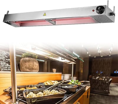 Voedselverwarmingslamp - Buffet Verwarmer - Eten Warm Houden - Verstelbare Temperatuur - 90x15x6.5CM - Zilver