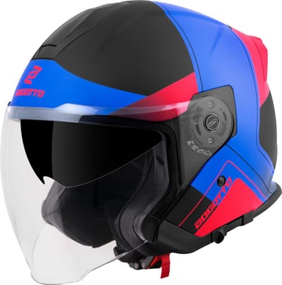 Bogotto H586 City-B Zwart Rood Blauw Jethelm - Helm