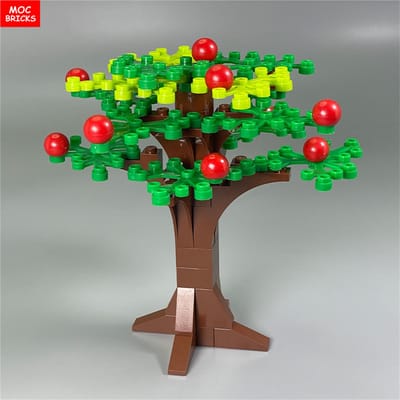 MOC Briques Ferme Pomme Rouge Verte Arbre Fruitier Forêt Plante Ville Pièces Parc Jardin Briques de Construction Jouets pour Enfants Cadeaux pour Enfants green